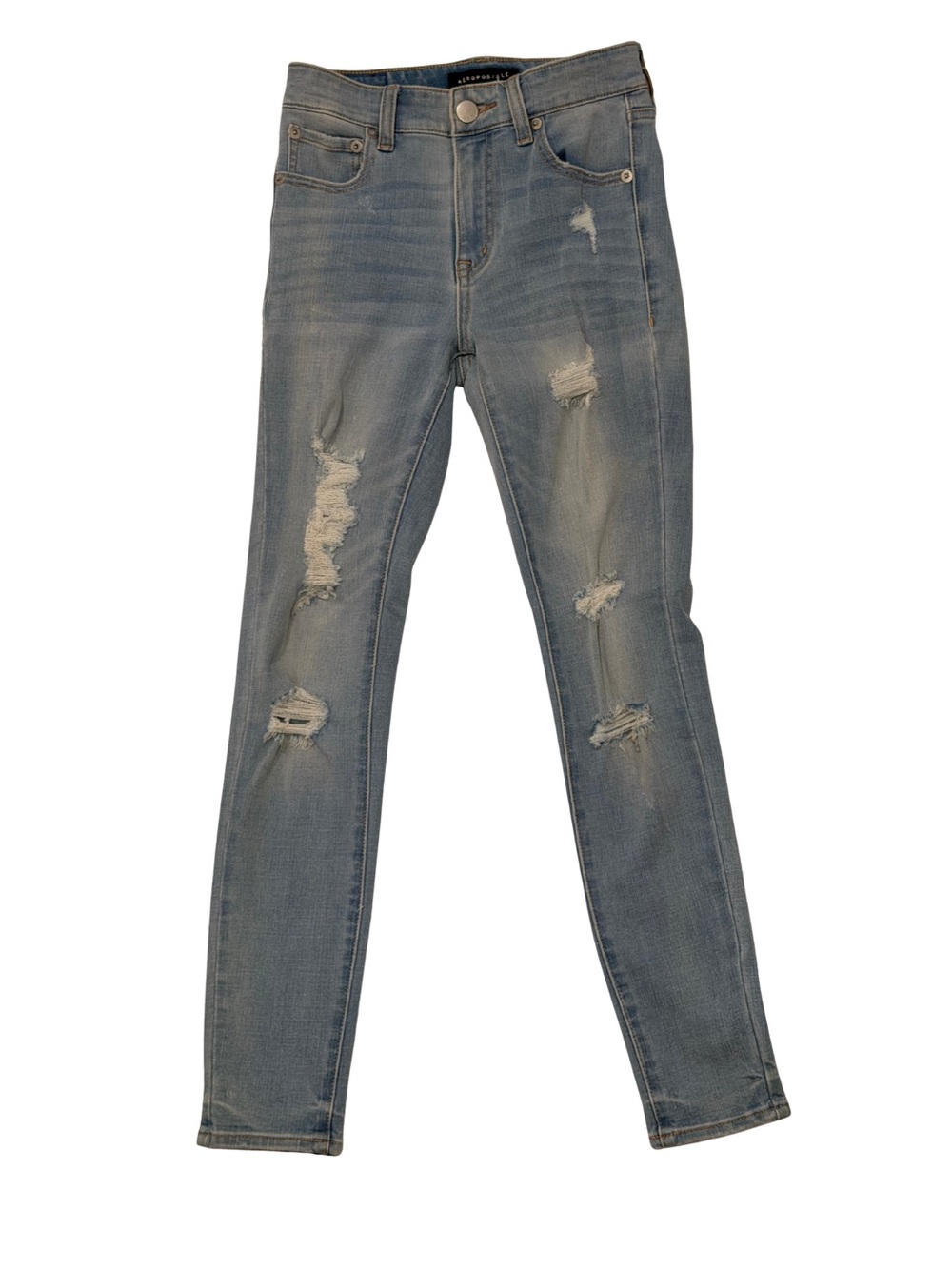 Aeropostale Women's Light Blue Distressed Skinny Jeans size 0